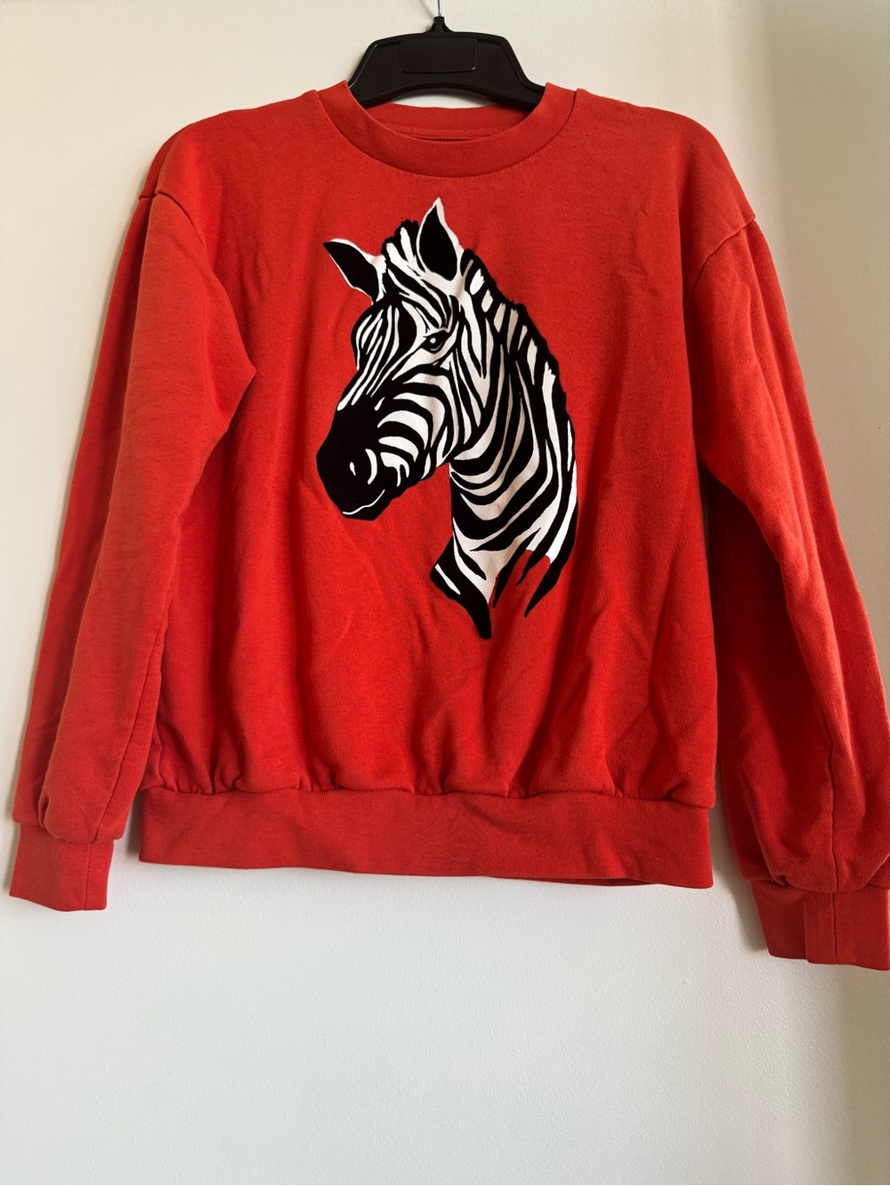 Orange Sweatshirt with Large Zebra Graphic